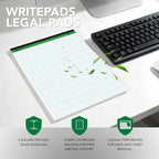 KAISA Graph Paper Legal Pads Writing Pads Recycled Paper 8.5"x11.75" Quad Ruled - Image 3