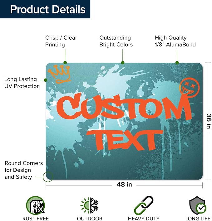 Custom Sign, Custom Street Sign, 11 Font Colors, 13 Font Styles, 4 Hole Options - Image 6
