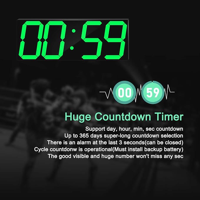 LED Large Digital Wall Clock, Oversize Wall Clock - Image 4