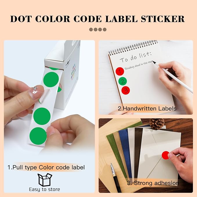 PARLAIM 2 Rolls 2000PCS 3/4" Round Circle Color-Code Dot Stickers, 2 Color - Image 3