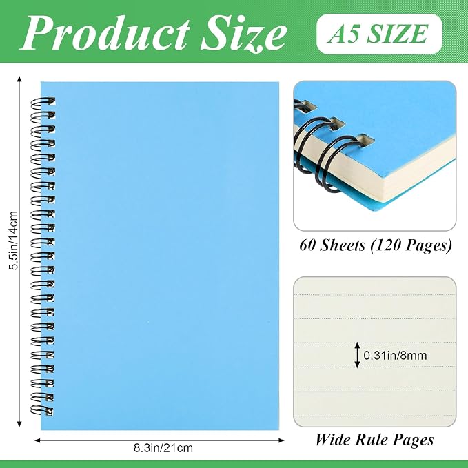 Leelosp 12 Pack Small Spiral Notebook A5 Lined College Ruled Spiral Journal - Image 3