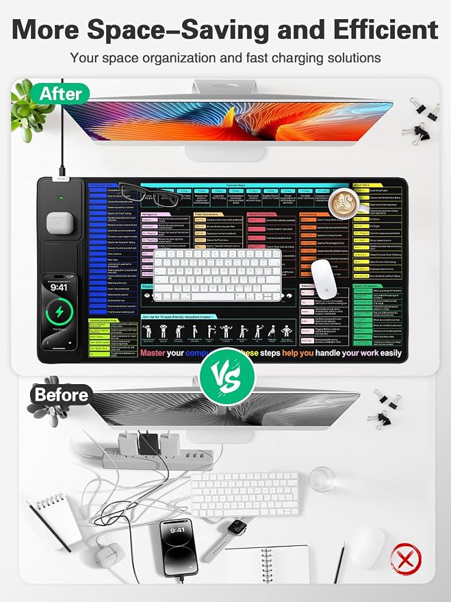 Mouse Pad for Excel/Word/PowerPoint/Windows Shortcut Keys, Desk Pad - Image 4