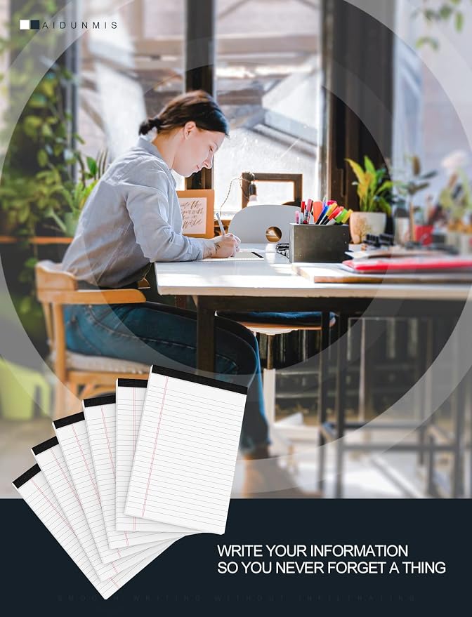 White Legal Pads 5x8 Small Note Pads 5x8 College Ruled Paper Tablets 15 Pack - Image 7