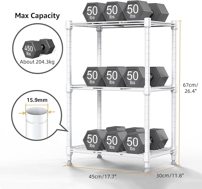 M MZG 450 lbs Wire Storage Shelving 3-Tier Utility Shelving Unit Steel - Image 3