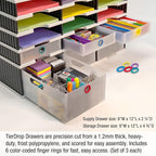 Desktop Organizer 6 Letter Tray Sorter Plus Riser Base, 3 Supply & 3 Storage - Image 6