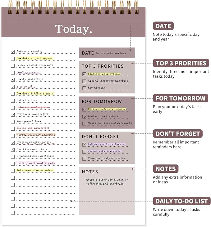 104 Pgs To Do List Notepad, 52 Undated Sheets Duplex-printed Daily Planner - Image 2