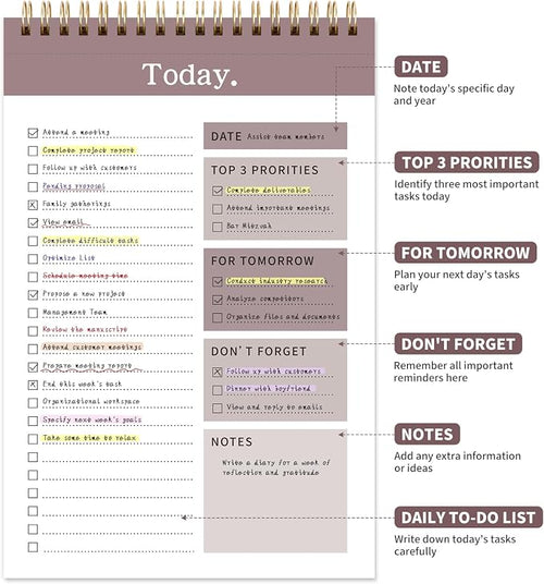 104 Pgs To Do List Notepad, 52 Undated Sheets Duplex-printed Daily Planner - Image 2