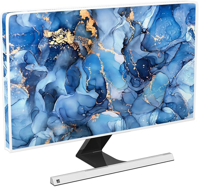 Baocicco Navy Blue Gold Marble Waterproof TV Dust Cover 75 Inch Creative by Baocicco