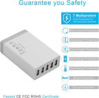 Desktop 5 Port USB Wall Charger 40W 8A, USB Hub Charging Station - Image 4
