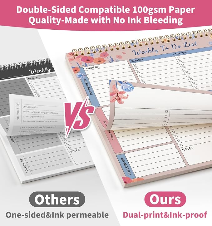 104 Pgs Weekly To Do List Notepad, 52 Duplex-Printed Undated Sheets 100 - Image 5