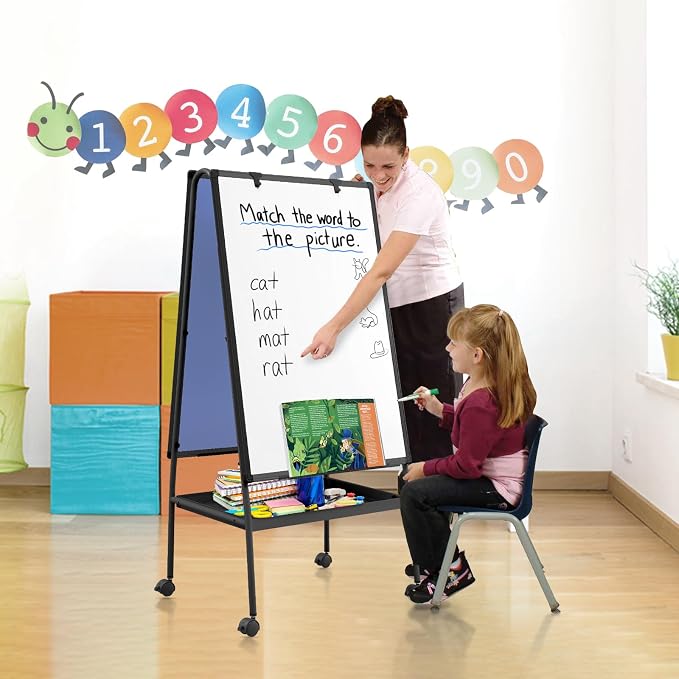 MAKELLO Rolling White Board on Wheels 36x24 in, Double-Side Standing Whiteboard - Image 7