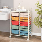 COSTWAY 15 Drawers Storage Cart, Mobile Tools Scrapbook Paper Organizer Cart - Image 2