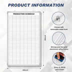 Lined Whiteboard Blank Grid Aluminum Frame Dry Erase Board Reusable Wall - Image 3