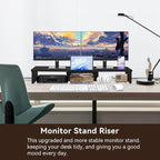 Dual Monitor Stand Riser with Phone Tablet Holder, 35.8in Large Monitor Stand - Image 3