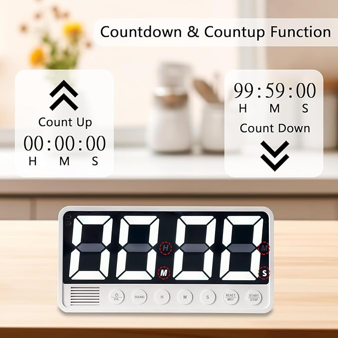 Digital Kitchen Timer with 7.1” Extra Large Display, Rechargeable Magnetic LED - Image 2