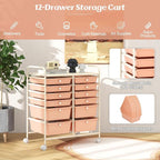 Happygrill 12-Drawer Rolling Storage Cart, 2 Sizes Plastic Drawers & Metal Shelf - Image 3