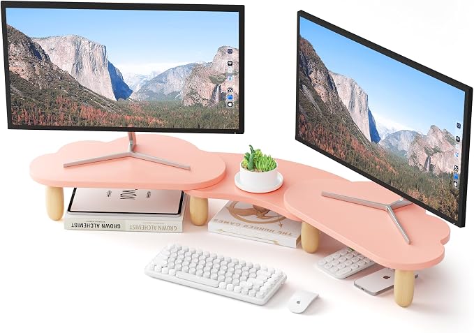 AFOOYO Dual Monitor Stand Riser, Adjustable Rainbow Cloud Desktop Organizer by AFOOYO