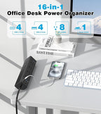 40W Fast Charging Station, Desk Clamp Power Strip, 4 USB-C Ports & 8 AC Outlets - Image 5