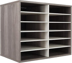 TQVAI Wood Literature Organizer, 12 Slots Hold 6000 Sheets A4 Papers, Wooden by TQVAI