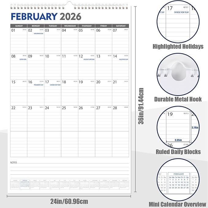 GuassLee Extra Large Wall Calendar 2026, 18 Months - Image 2