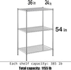 Regal Altair 24" Deep x 36" Wide x 54" Height Wire Shelving Kit | 3-Tier | NSF - Image 3