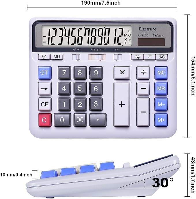 Comix Desktop Calculator Solar Battery Dual Power - Image 3