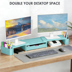 Spacrea Metal Desk Organizers and Accessories, Dual Monitor Stand Riser - Image 4
