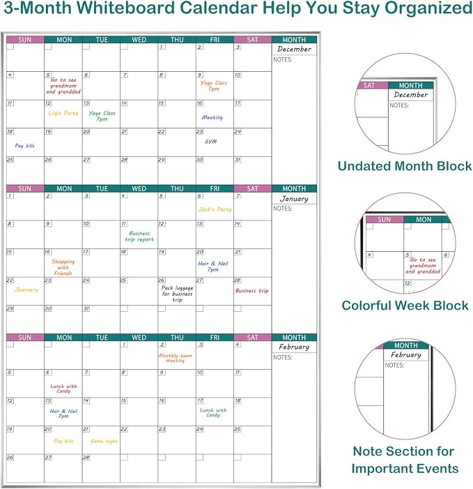 ARCOBIS 3-Month Dry Erase Calendar - Image 3