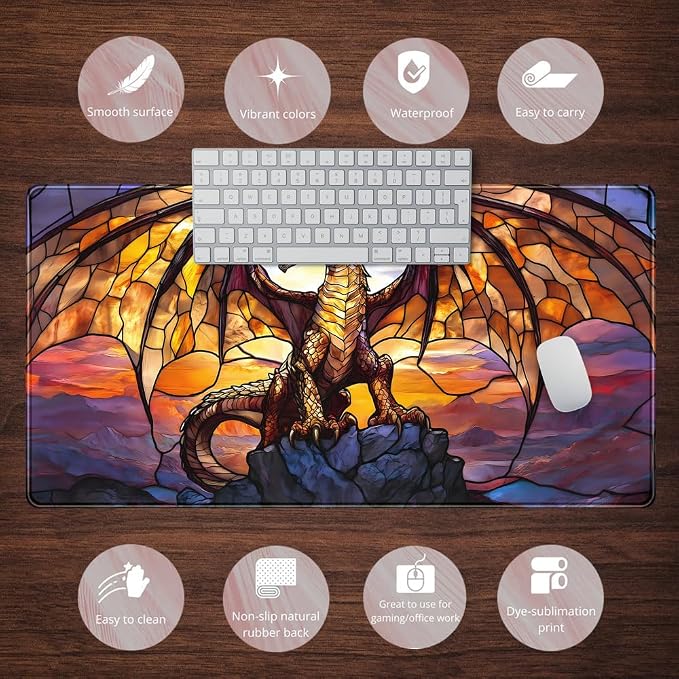 Dragon Desk Mat Large Mouse Pad XXL Extended Gaming, Gamer Gift Play Mat Desk - Image 6