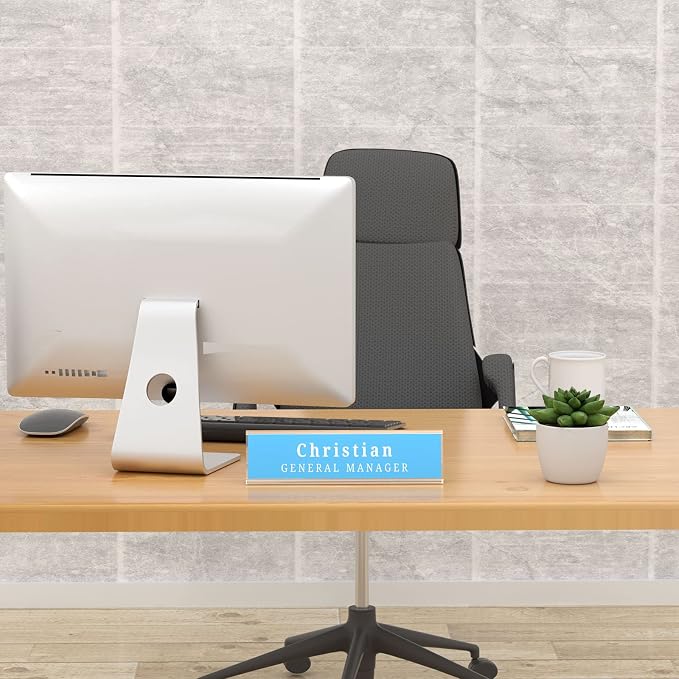 Acrylic 12 Pack Name Plates for Desks, AITEE 2x8 Clear Desk Name Plate - Image 4
