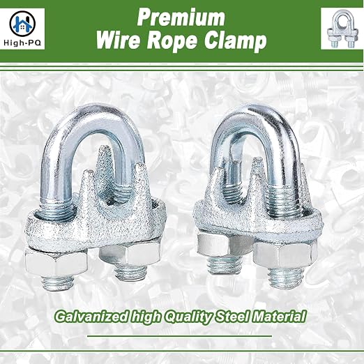 100PCS 3/8" M10 Zinc-Plated Wire Rope Clamps – Heavy Duty U-Bolt Cable Clips - Image 5