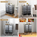 HAPPYGRILL 10-Drawer Rolling Storage Cart, Storage Organizer Cart - Image 7