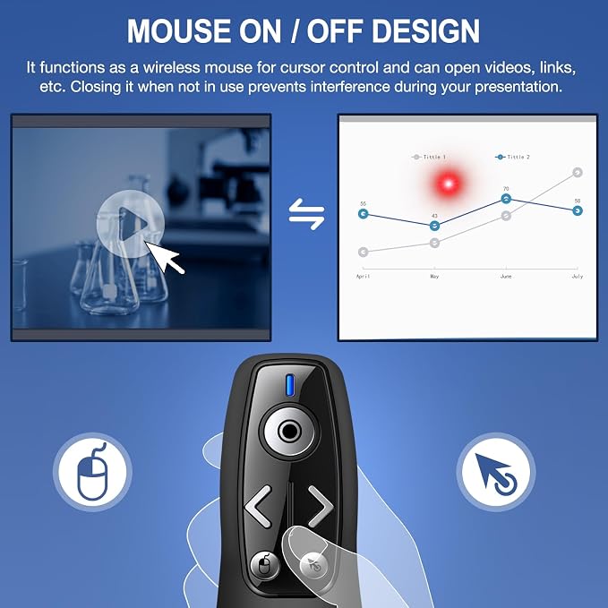 Air Mouse 2-in-1 USB Type C Presentation Clicker Wireless Presenter Remote - Image 3