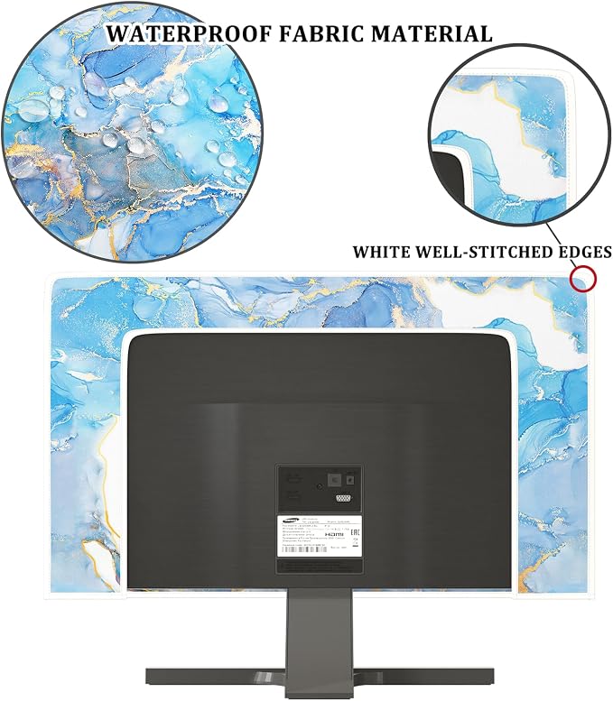 Baocicco Baby Blue Gold Marble Waterproof Computer Monitor Dust Cover 26 - Image 3
