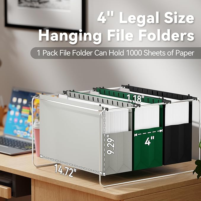 Ansook Legal Size Hanging File Folders Extra Capacity, Heavy Duty 4" Expandable - Image 3