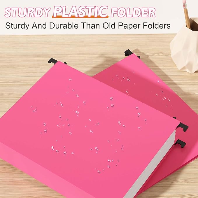 Nordun Extra Capacity Plastic Hanging File Folder Letter Size, 12 Pack - Image 2