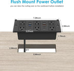 Recessed Power Strip with PD 30W Fast Charging, Conference Desk Flush Mount - Image 7