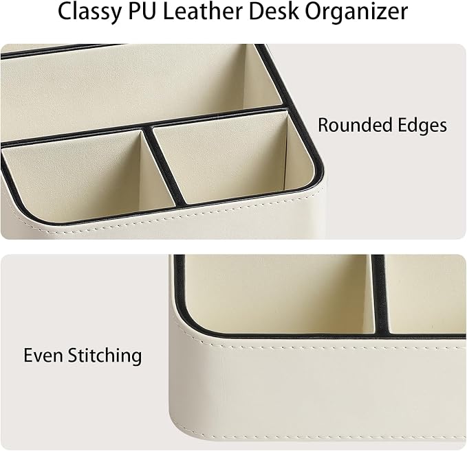 MEIBOOCH Remote Control Holder, PU Leather Small Desk Organizer - Image 4