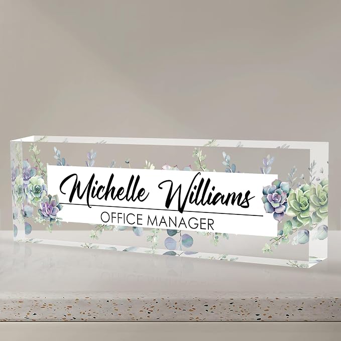 Personalized Name Plate for Desk, Custom Desk Name Plate, Acrylic Name Plate by EOBIBIFUN