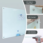 Glass Whiteboard 48"X36" Magnetic Glass White Board Frameless Wall Mounted Dry - Image 3