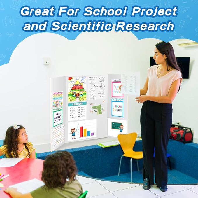 VinTS 36" x 48" 2 Pack Large Trifold Poster Board, School Projects, Photo - Image 9