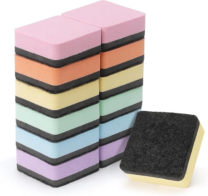 Tamaki 12 Pack Dry Erasers for White Board Magnetic Whiteboard Eraser, Square by Tamaki