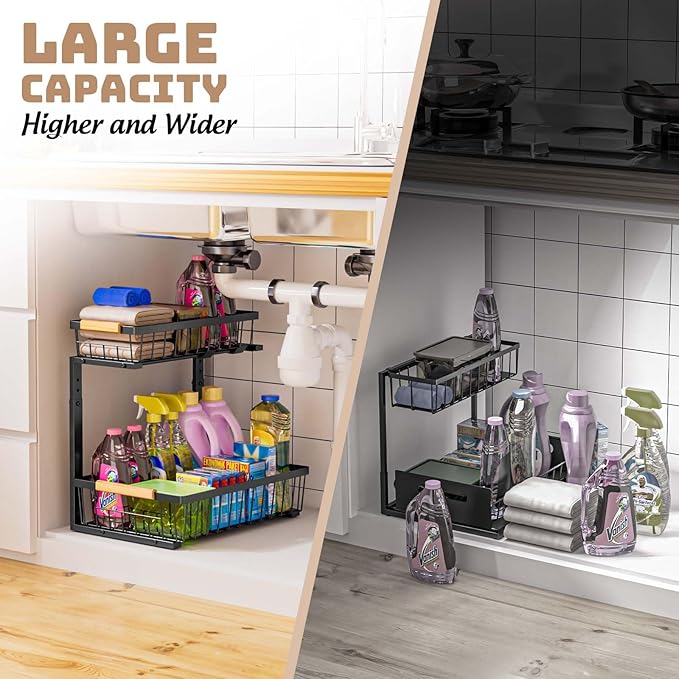 Dihmpor Under Sink Organizer and Storage, Slide Out Under Cabinet Storage Pull - Image 5