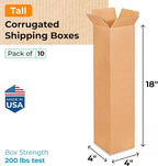 IDL Packaging B-4418-10 Tall Corrugated Shipping Boxes 4"L x 4”W x 18"H - Image 2