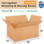 Medium Moving & Shipping Boxes 18"L x 12"W x 8"H - Image 2