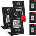 HotLabel – Google Review Stand 3-Pack + Bonus Google Review Tap Card 3-Pack – by Hotlabel