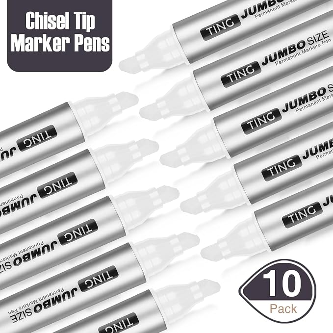 Fuutreo 10 Pack Jumbo Permanent Markers Bulk Large Chisel Tip Permanent Markers - Image 2