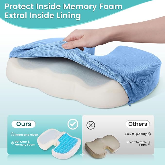 Office Chair Seat Cushion, Cooling Gel Enhanced Memory Foam Cushion - Image 4