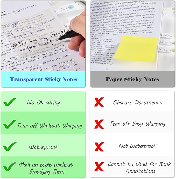 BAYTORY 700 Sheets Transparent Sticky Notes, Self-Adhesive Translucent Writable - Image 7