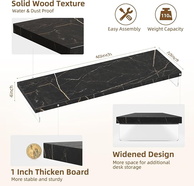 Dual Monitor Stand Riser, Wooden Desktop Organizer Shelf - Image 3